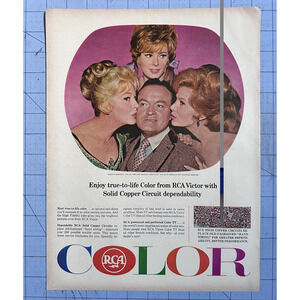 1965 RCA Color TV Ad Bob Hope Marilyn Maxwell Jill St John